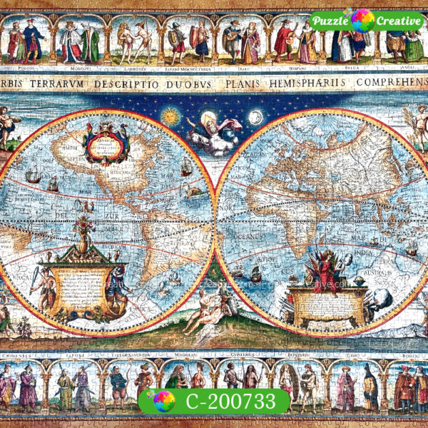 Пазлы для взрослых Castorland Карта мира 1639 года C-200733 купить 2000 элементов