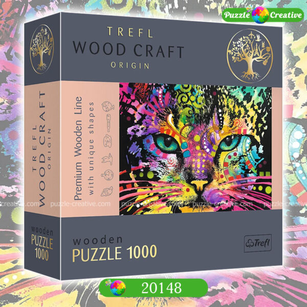 Пазлы Trefl Wood Craft Origin 1000 элементов Красочный разноцветный кот 20148 купить