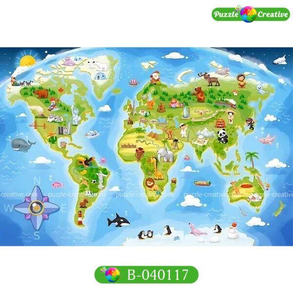 Пазл Карта мира для малышей от 4 лет и старше, Касторленд, 40 Макси элементов, B-040117
