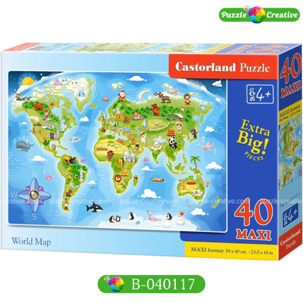 Пазл Касторленд Карта мира, 40 Макси деталей, для детей 4 лет
