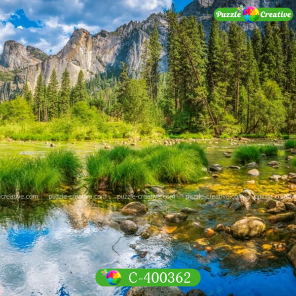 Большие пазлы природа, горный пейзаж, горы и озеро, Йосемитская долина, США C-400362