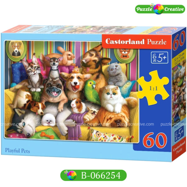 Пазлы для детей 60 элементов, Castorland Playful Pets B-066254