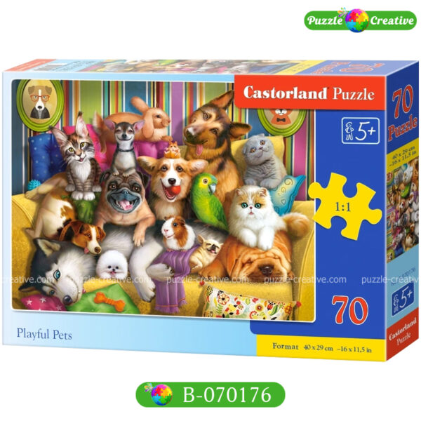 Пазлы для детей 70 деталей Castorland Playful Pets, артикул B-070176, EAN 5904438070176